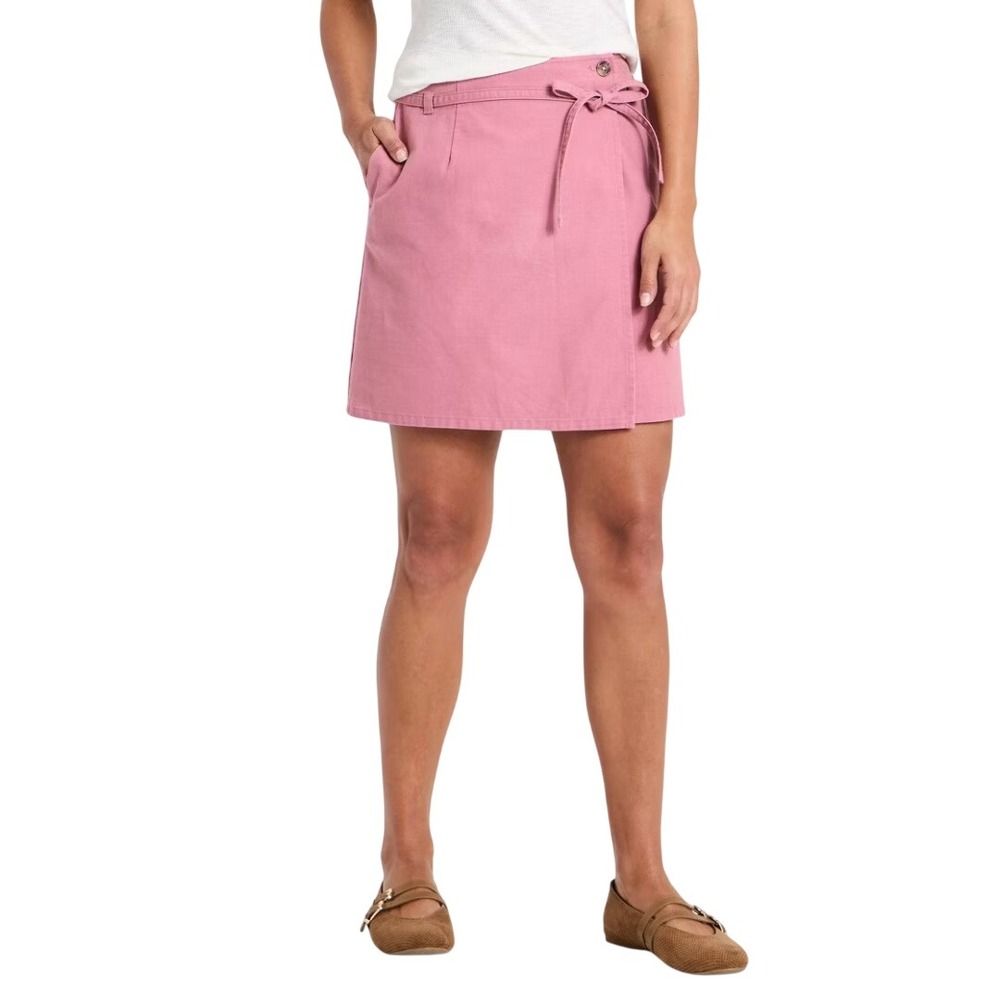 Universal Thread Women's Pink Belted Wrap Canvas Mini Skirt Size 8